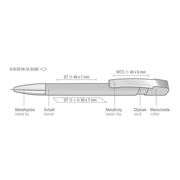 Ручка кулькова UMA soft-touch Sky M SI GUM, 1100125G1F